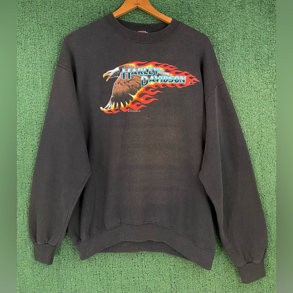 VTG 1989 Harley Davidson Eagle Flames Fremont CA Sweatshirt Men’s Large USA Made